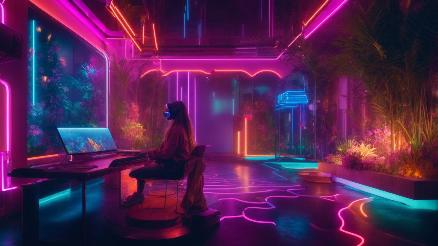 Craft Imaginative Scenes Immersing Viewers into Neon-lit Virtual Reality Environments - NeonHub