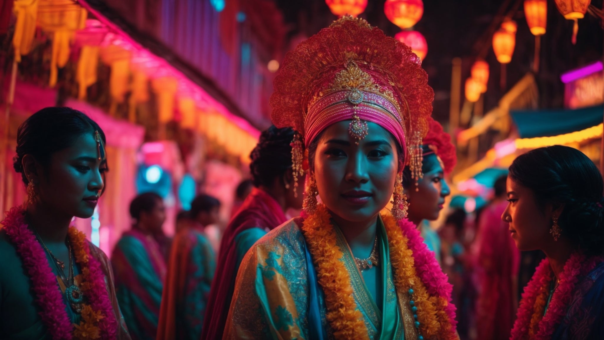 Curate Images Representing Neon-lit Cultural Celebrations and Traditions Worldwide - NeonHub