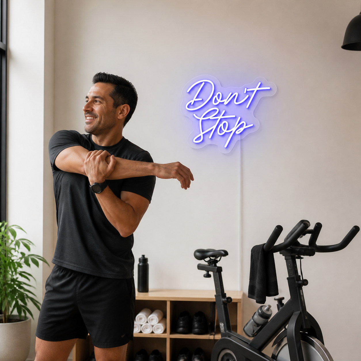 NeonHub lifestyle hero for "Don't Stop" Neon Sign