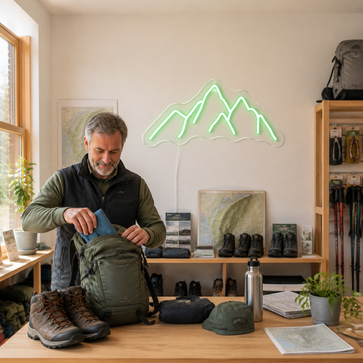 NeonHub lifestyle hero for "Mountains" Neon Sign