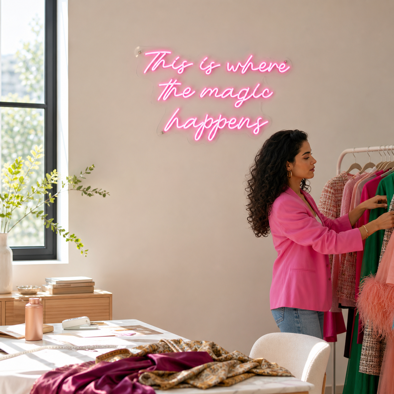 NeonHub lifestyle hero for "This is where the magic happens" Neon Sign