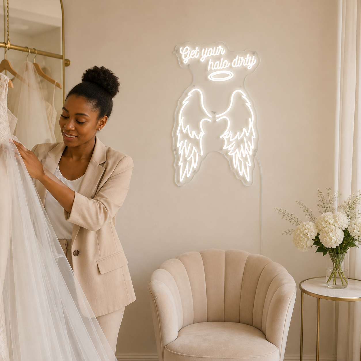 NeonHub lifestyle hero for "Angel" Neon Sign