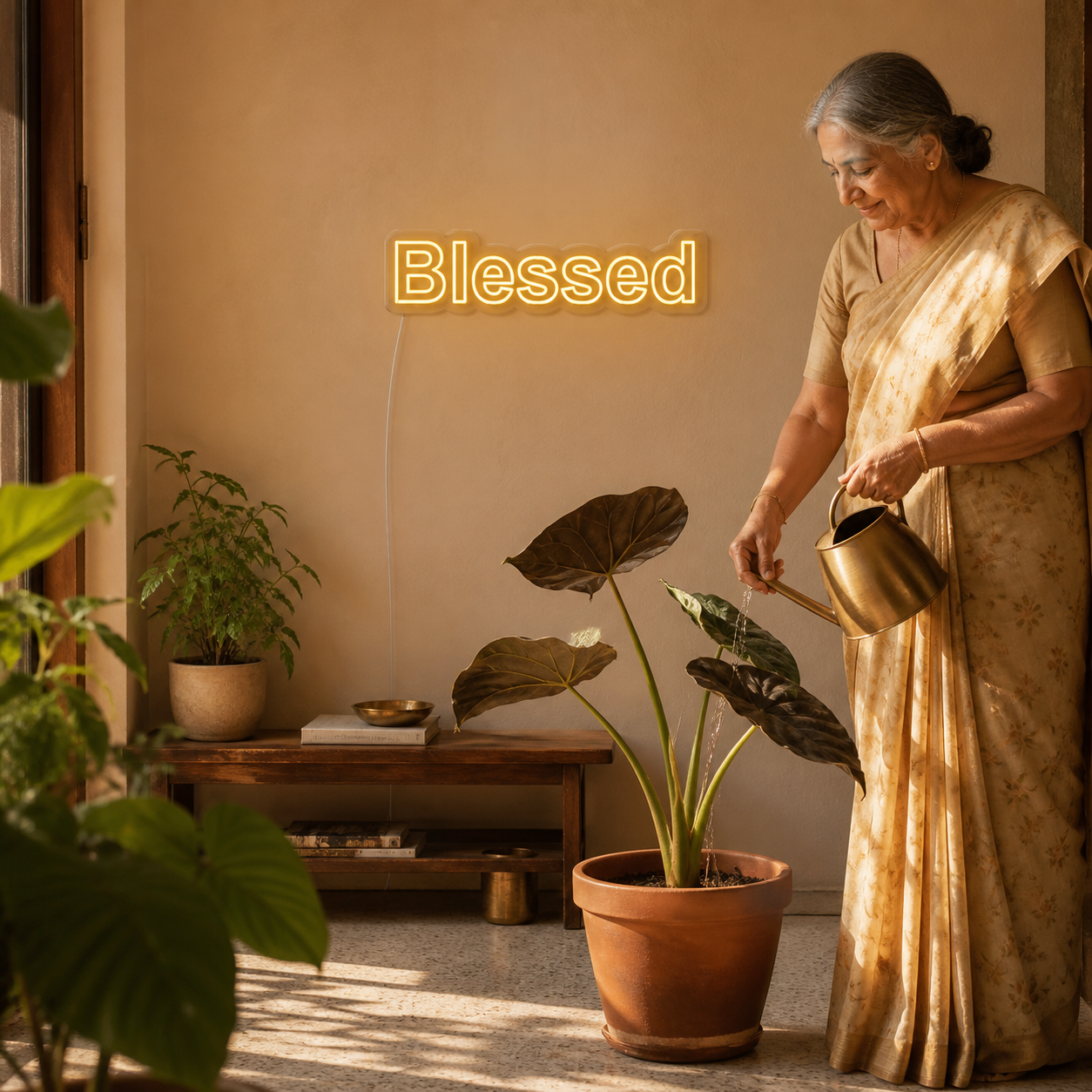 NeonHub lifestyle hero for "Blessed" Neon Sign