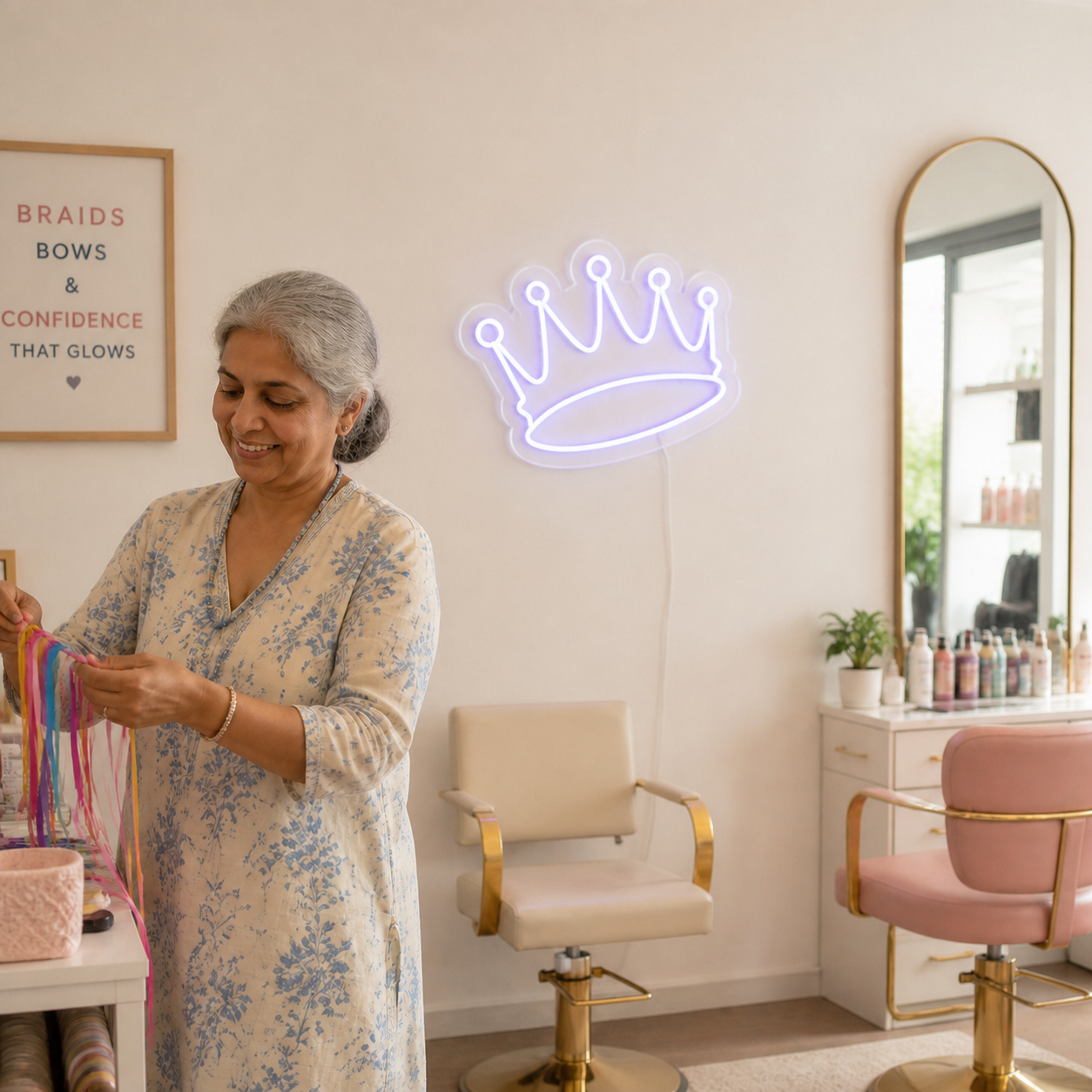 NeonHub lifestyle hero for "Crown" Neon Sign — cut-to-shape v2