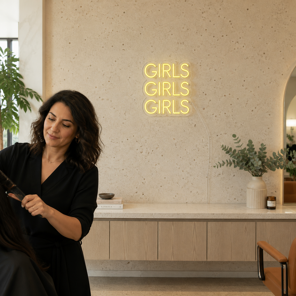 NeonHub lifestyle hero for "GIRLS" Neon Sign