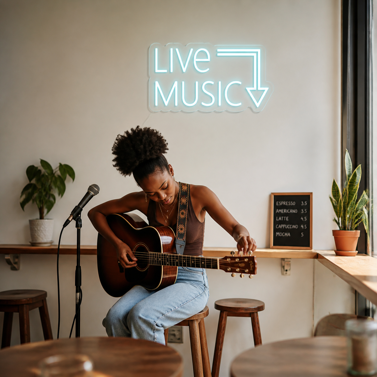 NeonHub lifestyle hero for "Live Music" Neon Sign