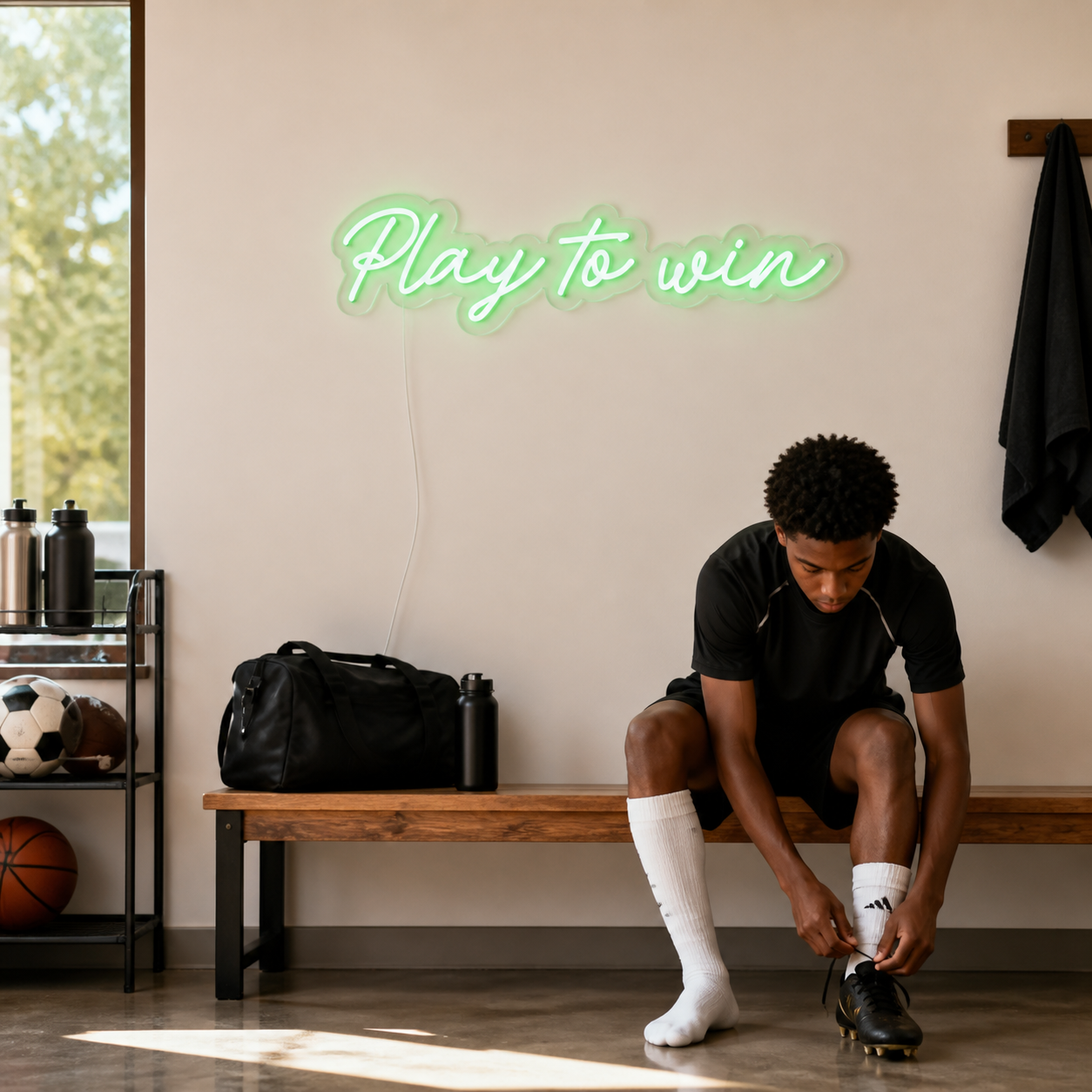 NeonHub lifestyle hero for "Play To Win" Neon Sign