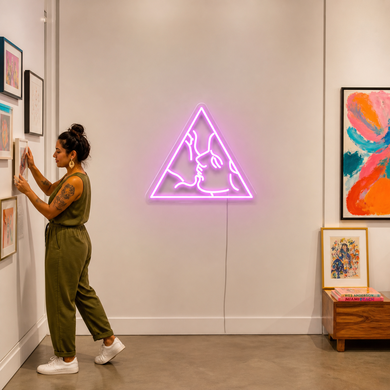 NeonHub lifestyle hero for "Triangle Kiss" Neon Sign