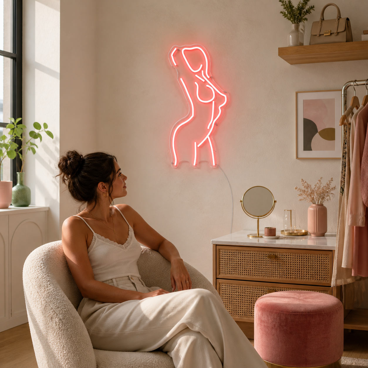 Woman Pose Neon Sign — NeonHub lifestyle hero