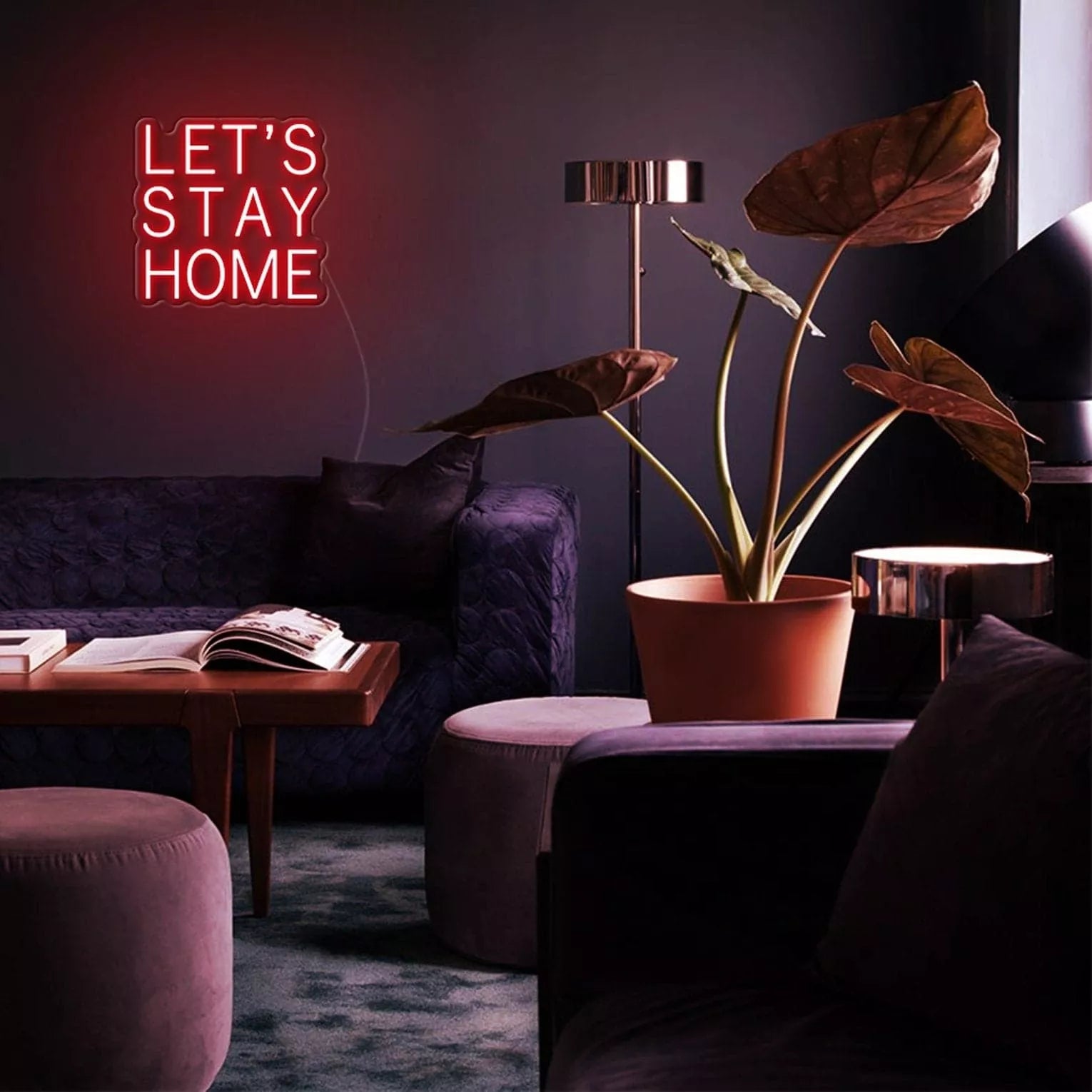 "LET'S STAY HOME" Neon Sign - NeonHub